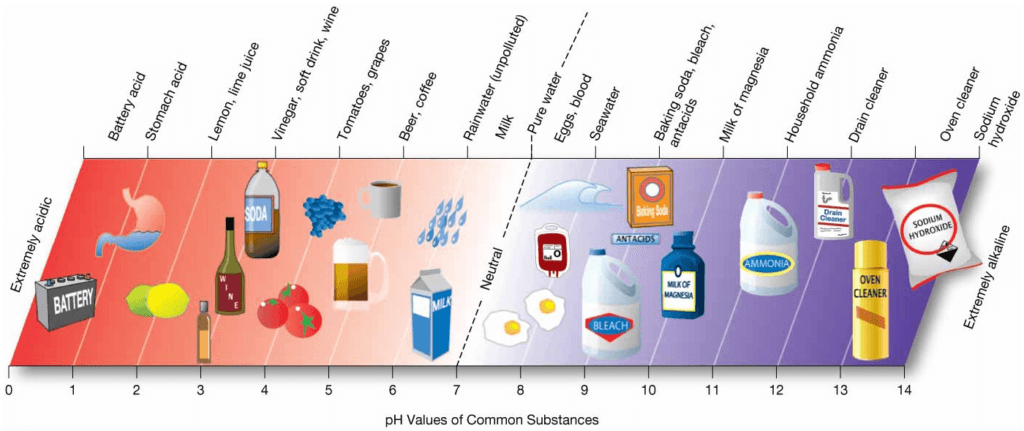 Chapter 5 Water and Seawater The pH scale, including pH values of common
substances