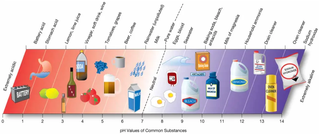 Chapter 5 Water and Seawater The pH scale, including pH values of common
substances