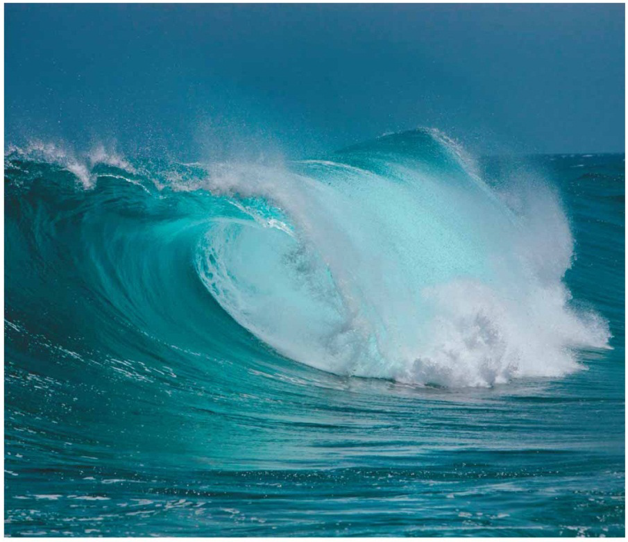  Plunging breaker, resulting from a steep beach slope; these  are the best waves for surfing.