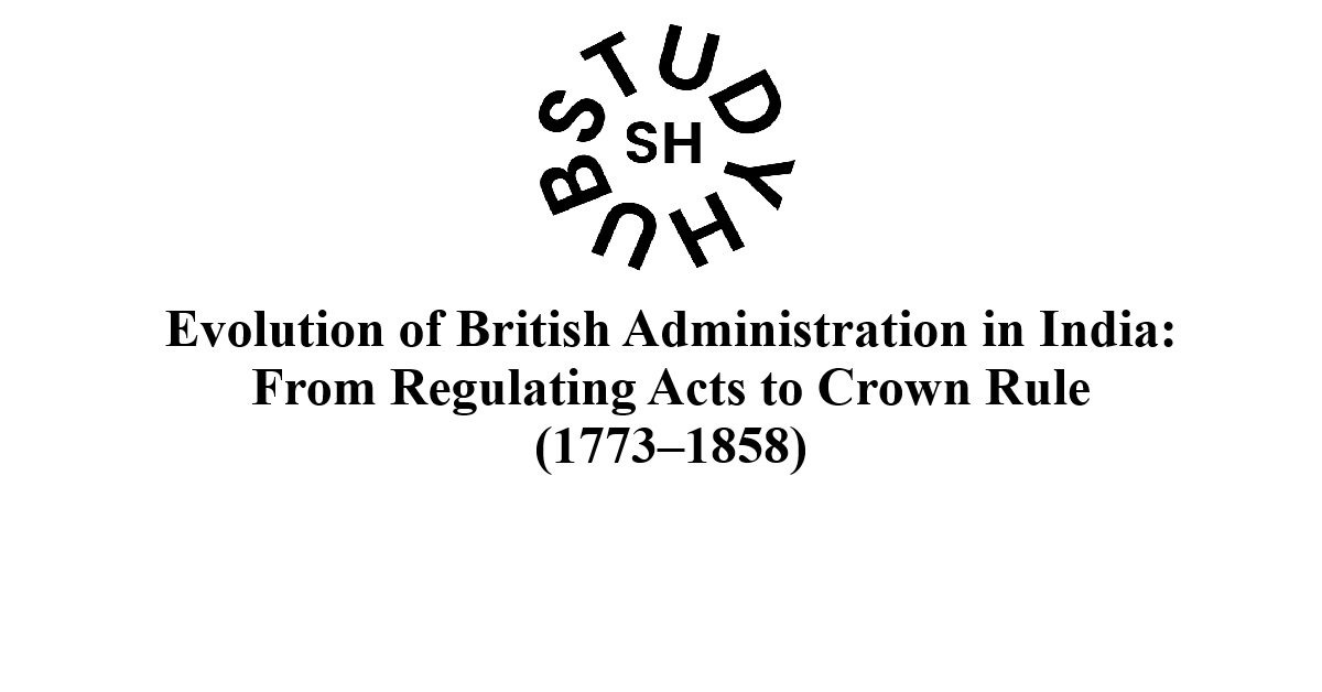 Evolution of British Administration in India: From Regulating Acts to Crown Rule (1773–1858) Evolution of British Administration in India: From Regulating Acts to Crown Rule (1773–1858)