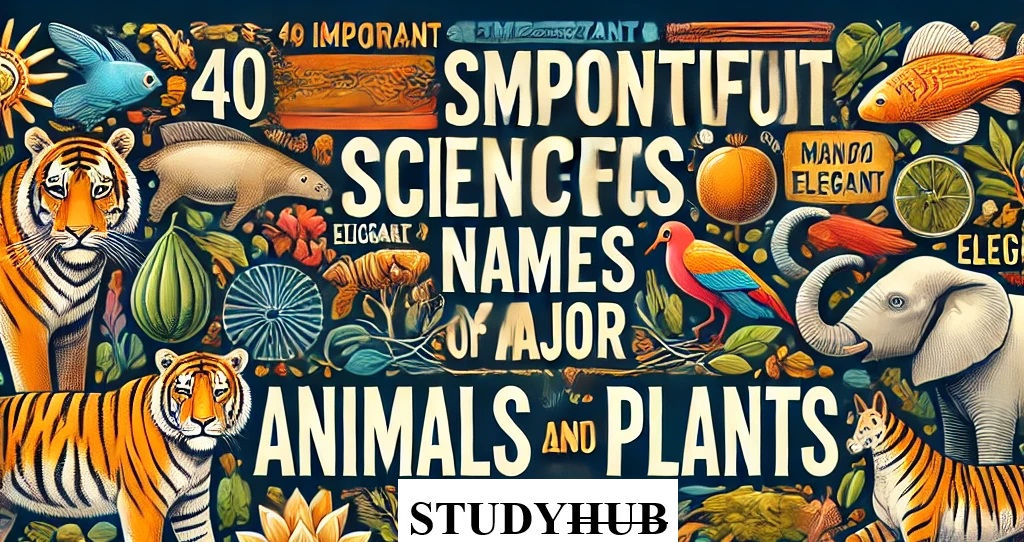 40 महत्वपूर्ण जीवों और पौधों के प्रमुख वैज्ञानिक नाम 40-Important-Scientific-Names-of-Major-Animals-and-Plants