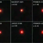 What are the little red dots in the universe?,Are Little Red Dots an Early Phase of Supermassive Black Hole Growth? Images of little red dots seen in several deep-sky surveys of JWST. (NASA/ESA/CSA/STScI/Dale Kocevski (Colby College))
