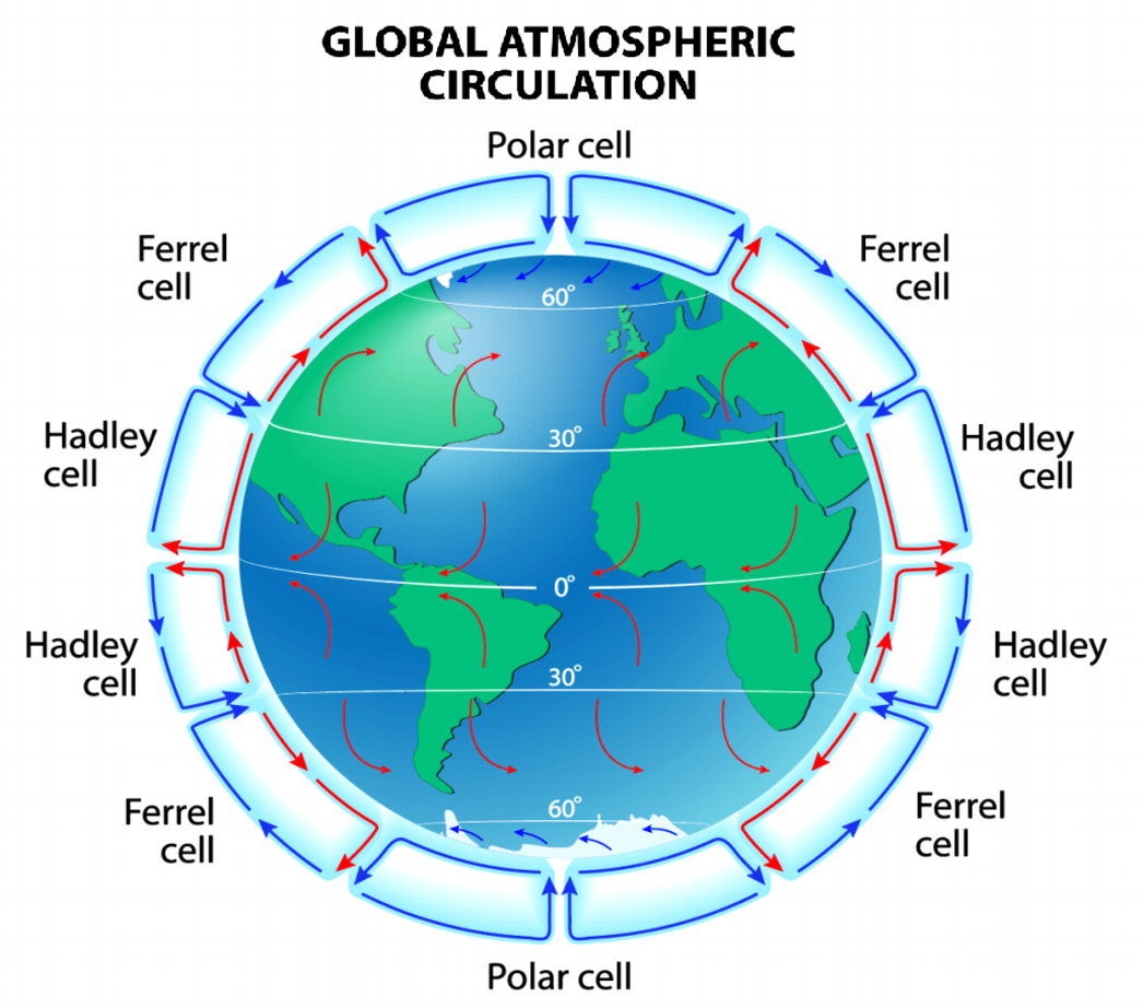वायुमंडल में वायु का परिसंचारण कैसे होता है?