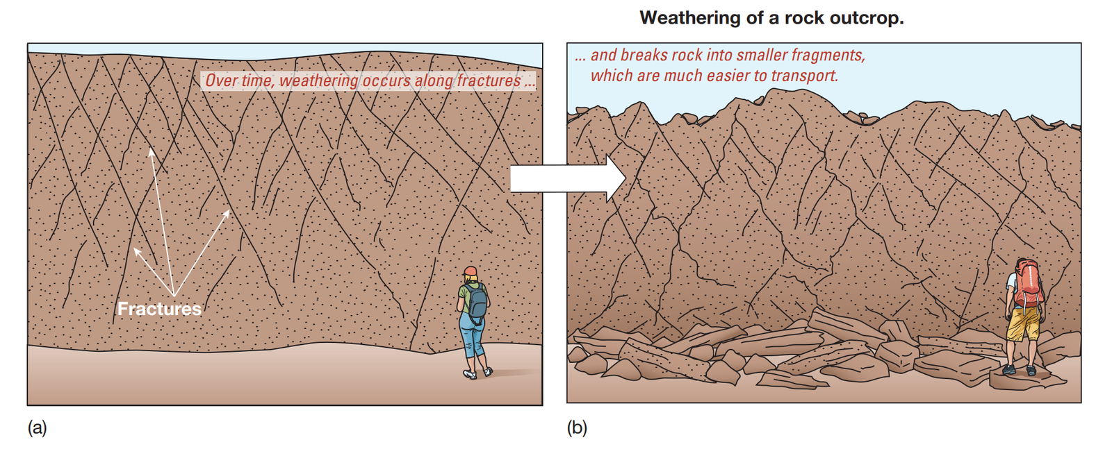 Weathering of a rock outcrop.