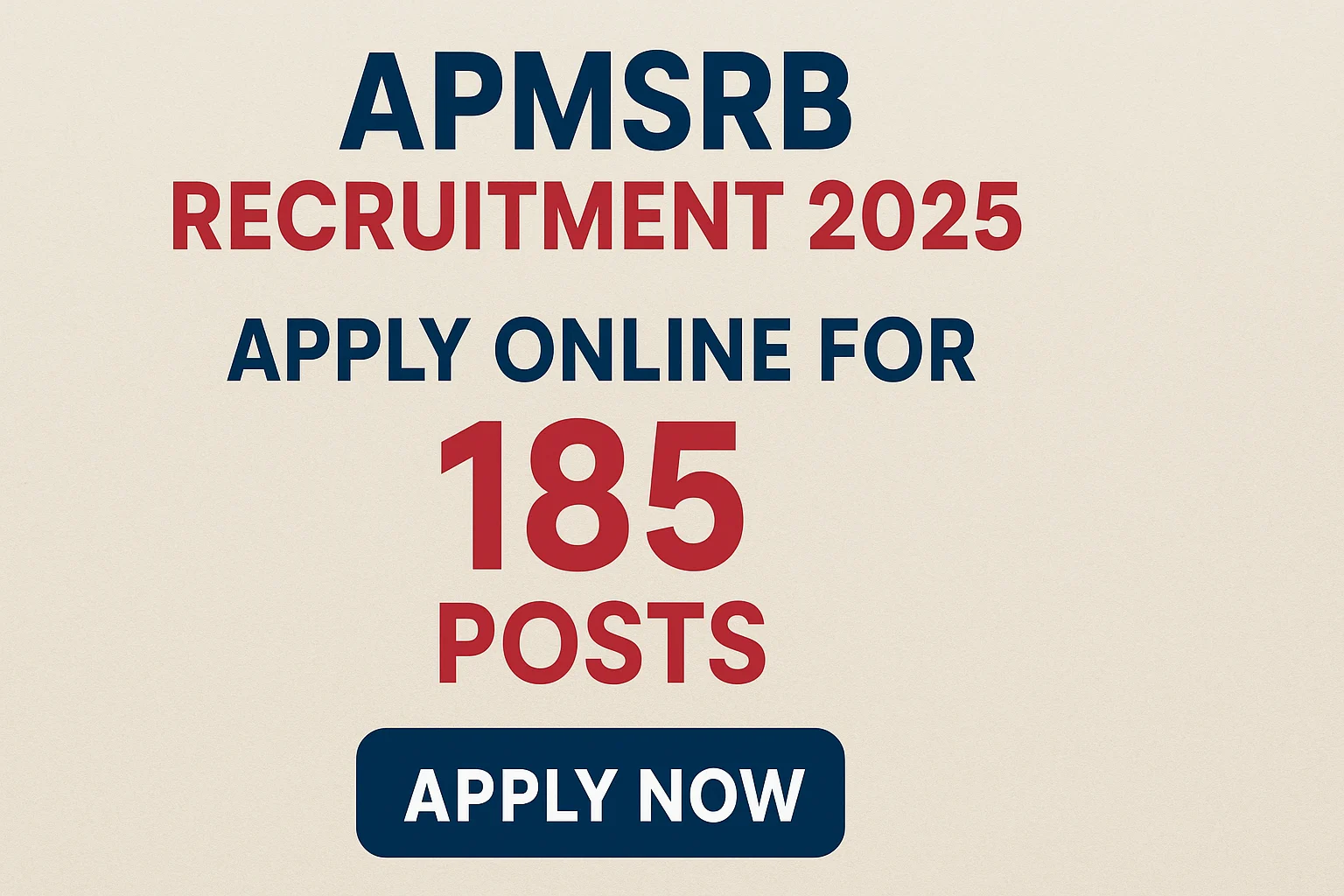 APMSRB Recruitment 2025: Apply Online for 185 Posts