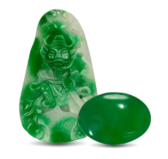 3 Mineral Properties Jade figurine and cabochon