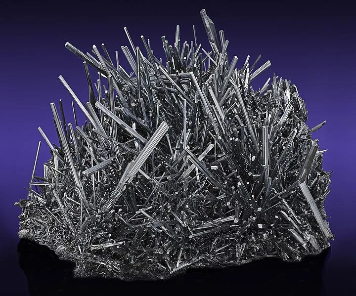 3 Mineral Properties A 90 kg cluster of stibnite crystals from China