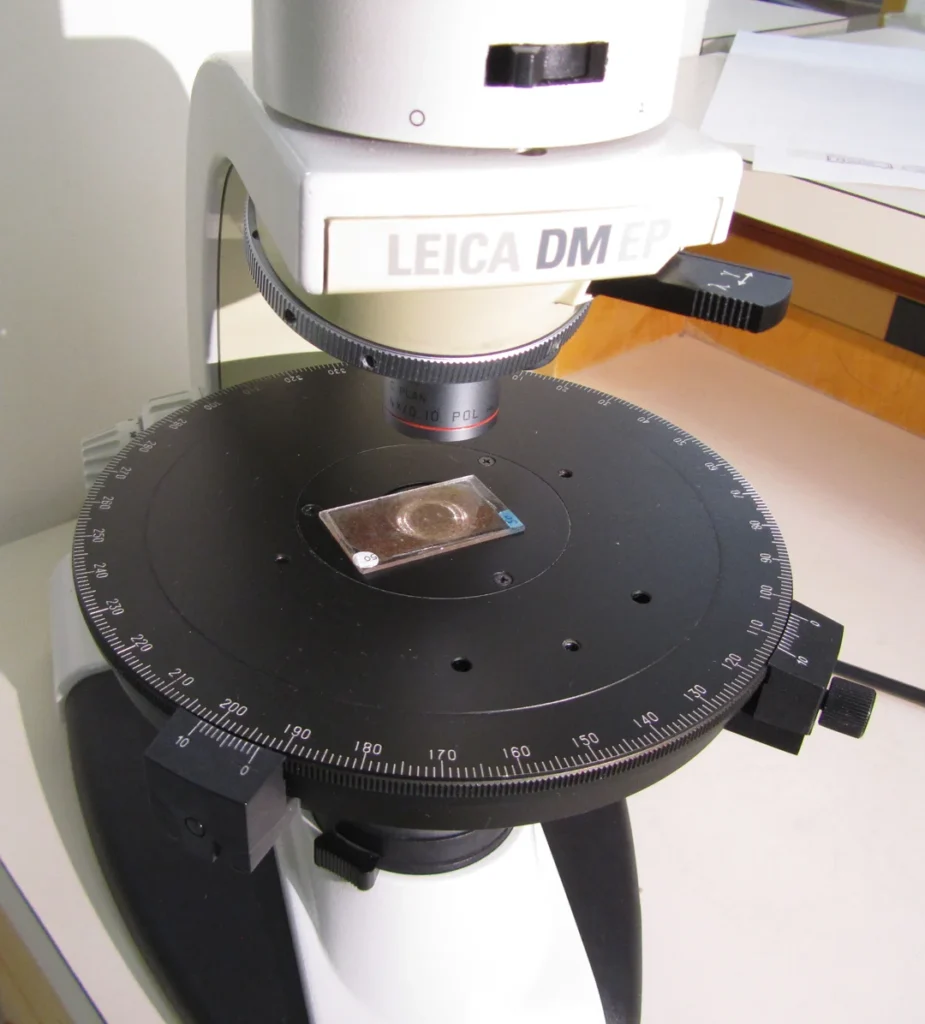 5 Optical Mineralogy Thin section on the stage of a petrographic microscope