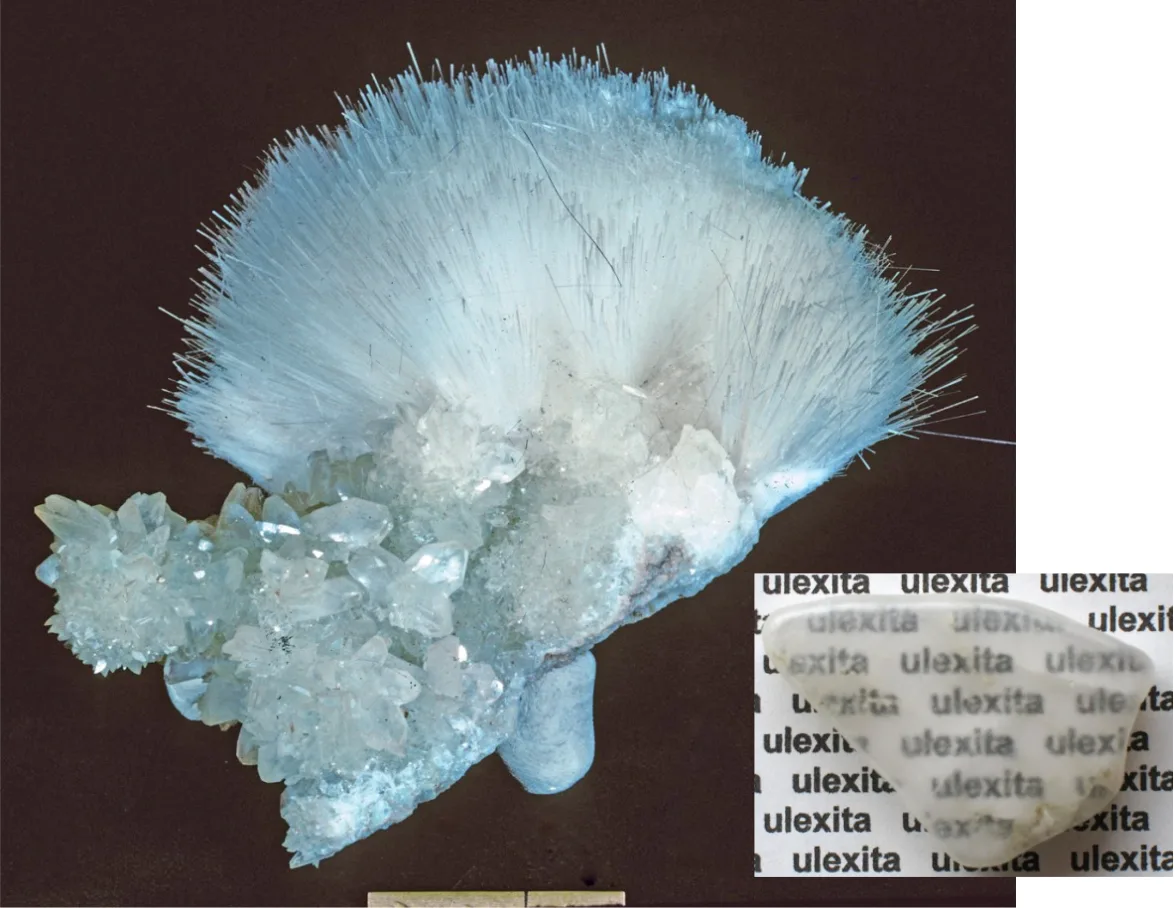 3 Mineral Properties Ulexite and TV-rock, from Kern County, north of Los Angeles