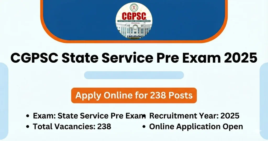 CGPSC SSE PCS Pre Recruitment 2025 : has released a notification on official website for the recruitment of State Service Examination SSE Pre Examination Post.