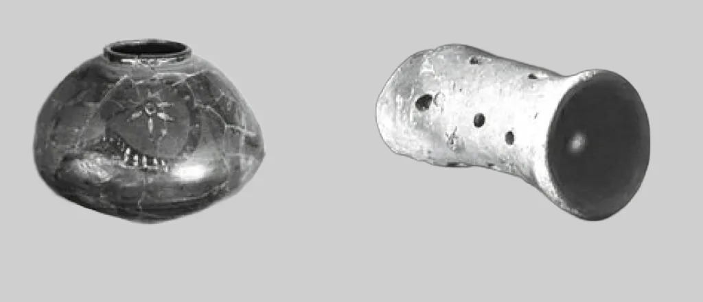 red and Black Pottery (left) and Perforated Pottery (right)