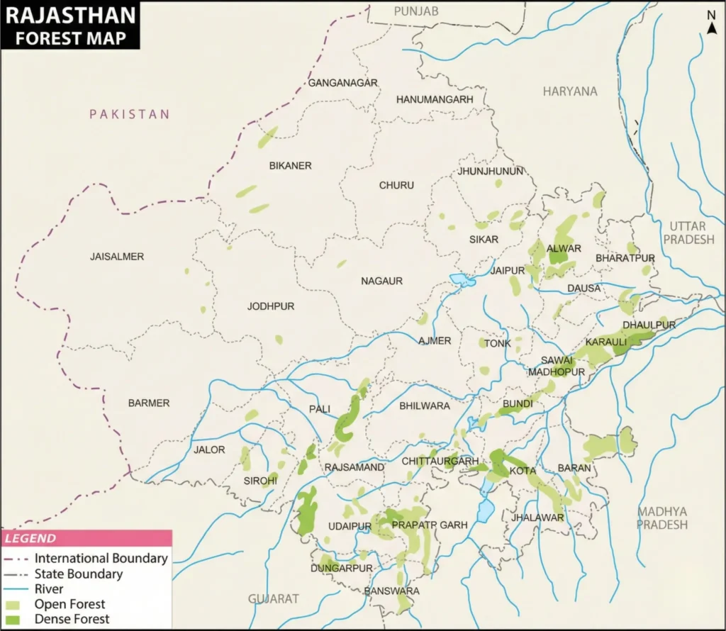 Rajasthan forest map of India