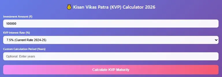Kisan Vikas Patra (KVP) Calculator
