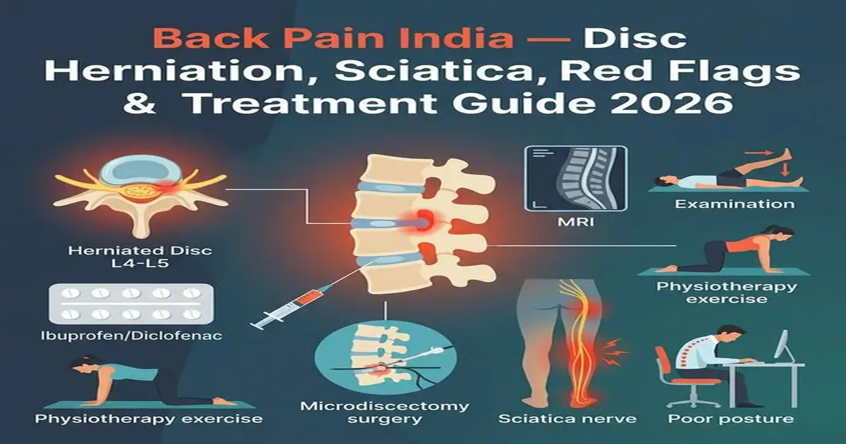 Back Pain India — Disc Herniation Sciatica Red Flags Physiotherapy MRI 2026