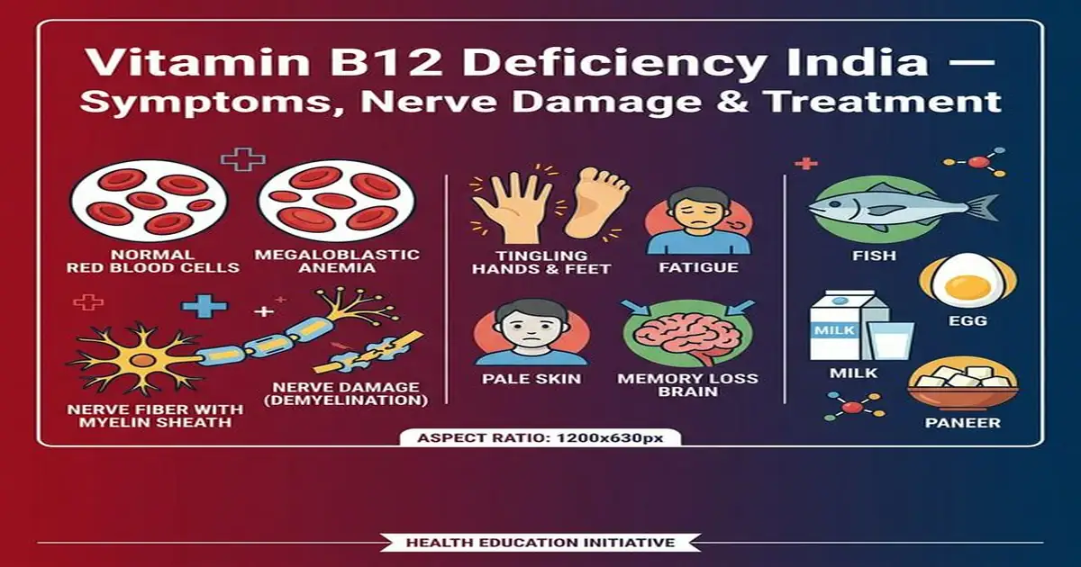 Vitamin B12 Deficiency India — Symptoms, Nerve Damage, Test and Treatment Guide