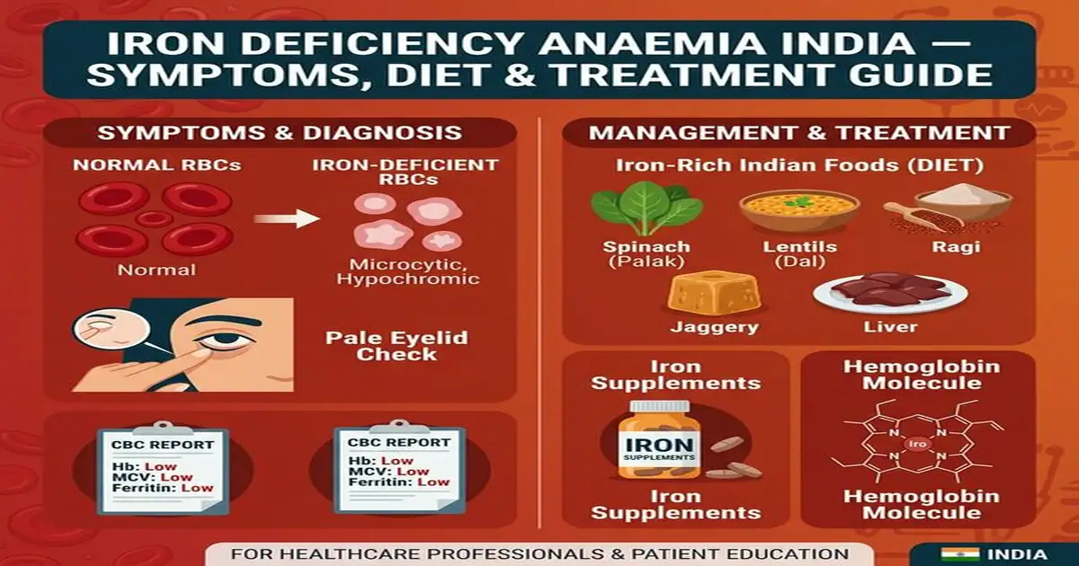 Iron Deficiency Anaemia India — Symptoms, Haemoglobin, Iron Foods & Treatment Guide Iron Deficiency Anaemia India — Symptoms Haemoglobin CBC Diet Treatment Guide