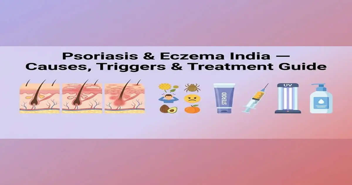 Psoriasis & Eczema India — Causes, Triggers, Steroid Overuse & Biologic Treatment Guide Psoriasis and Eczema India — Causes Triggers Steroid Biologics Treatment Guide