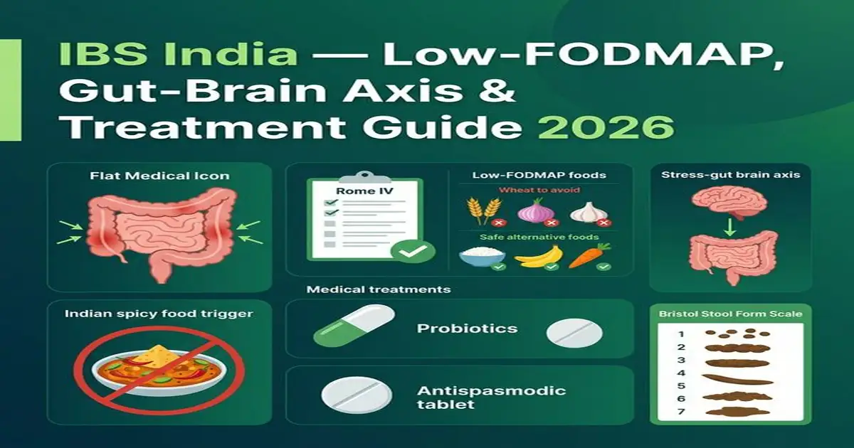 IBS India — Rome IV Criteria, Low-FODMAP India Adaptation, Gut-Brain Axis & Post-Infectious IBS IBS India — Low FODMAP Gut Brain Axis Probiotics Antispasmodics Treatment Guide