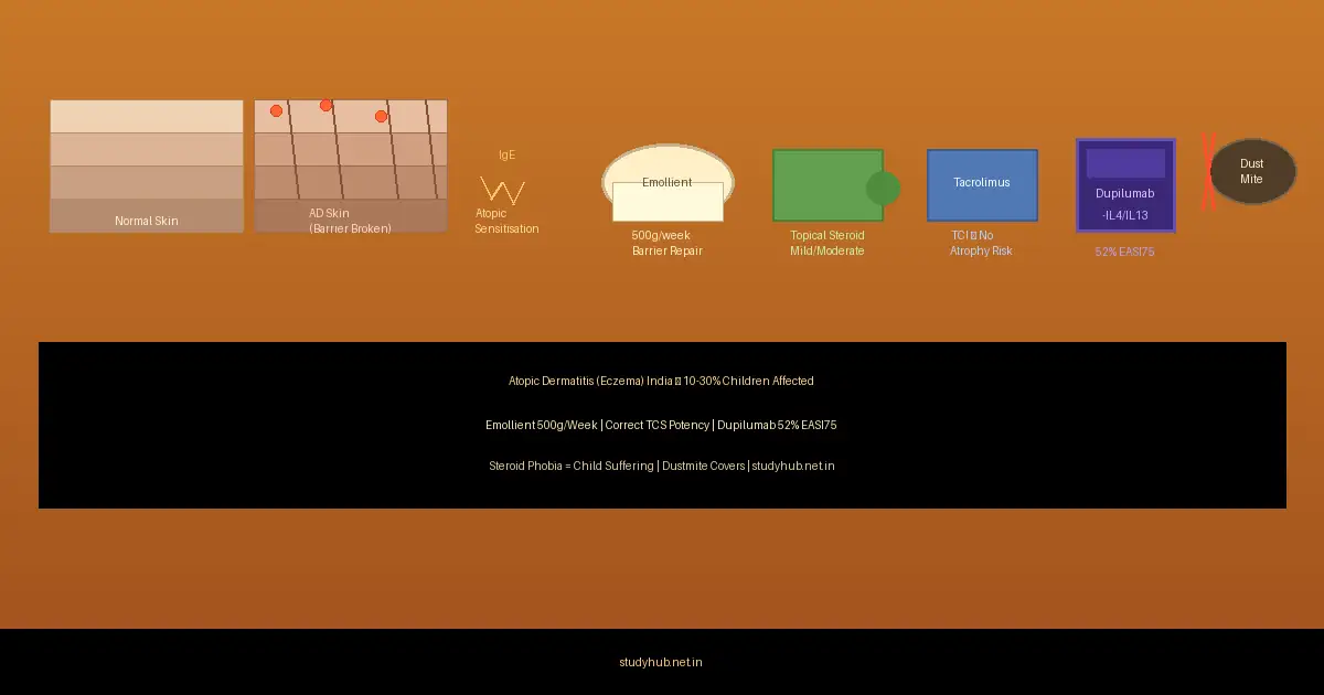 Atopic Dermatitis Eczema India — Moisturiser Topical Steroids Dupilumab Tacrolimus Treatment