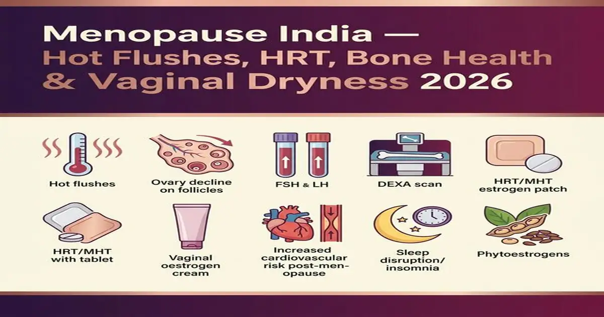 Menopause India โ Hot Flushes, MHT, WHI Rebuttal, Bone Health, GSM & Premature Ovarian Insufficiency Menopause India โ Hot Flushes HRT MHT Bone Health Vaginal Dryness GSM Treatment