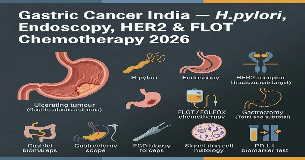 Gastric Cancer India — H.pylori Endoscopy HER2 FLOT Chemotherapy Trastuzumab Treatment