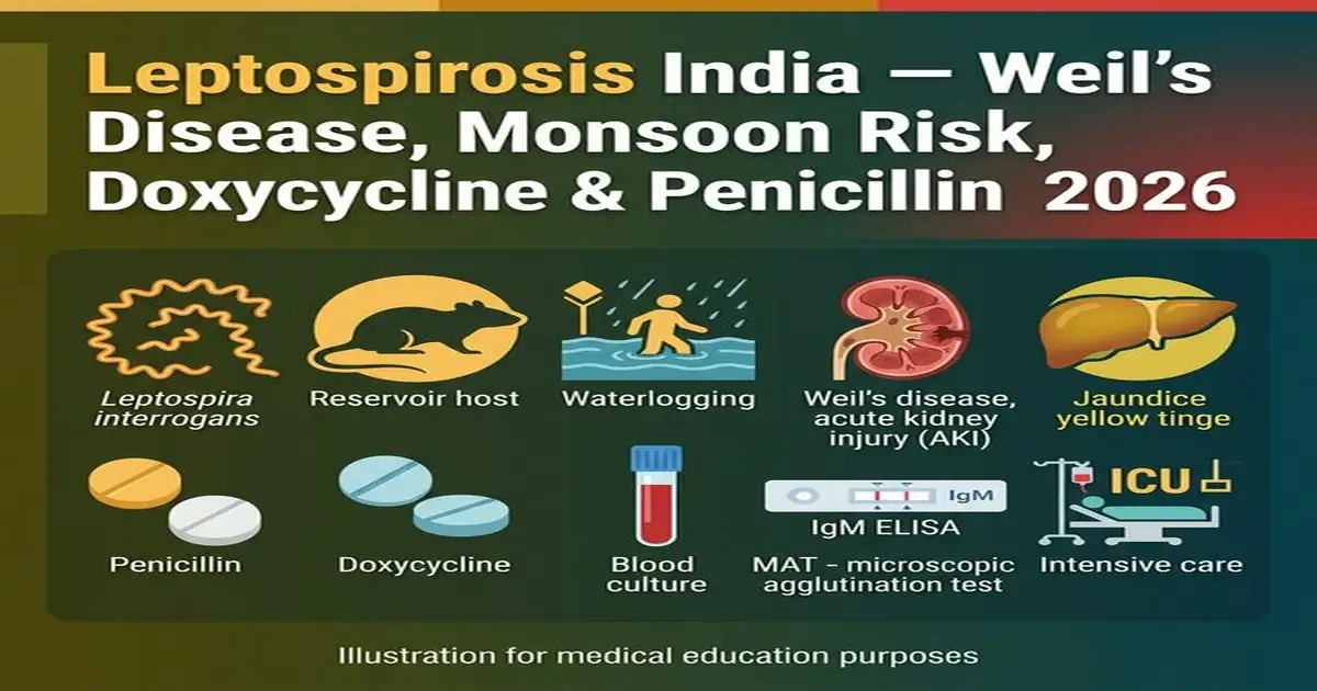 Leptospirosis India — Weil's Disease, Monsoon Risk, Doxycycline Prophylaxis, Ceftriaxone & Dengue Differential Leptospirosis India — Weil