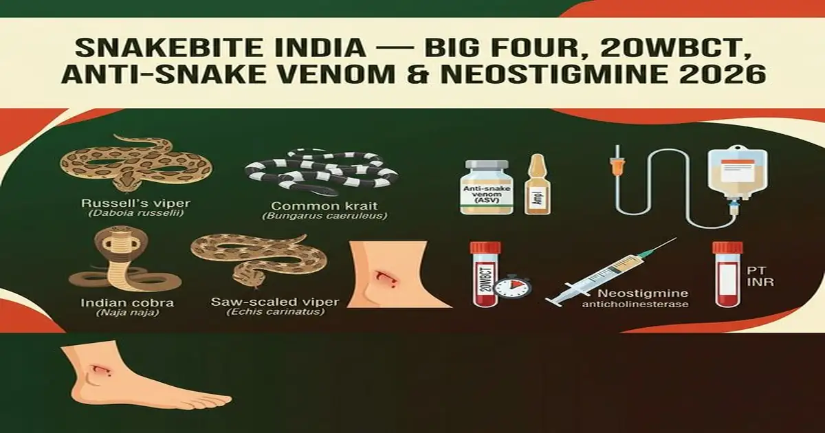 Snakebite India — Big Four, 20WBCT, Anti-Snake Venom, Neostigmine, Krait Ventilation & Dangerous Myths Snakebite India — Big Four Russell