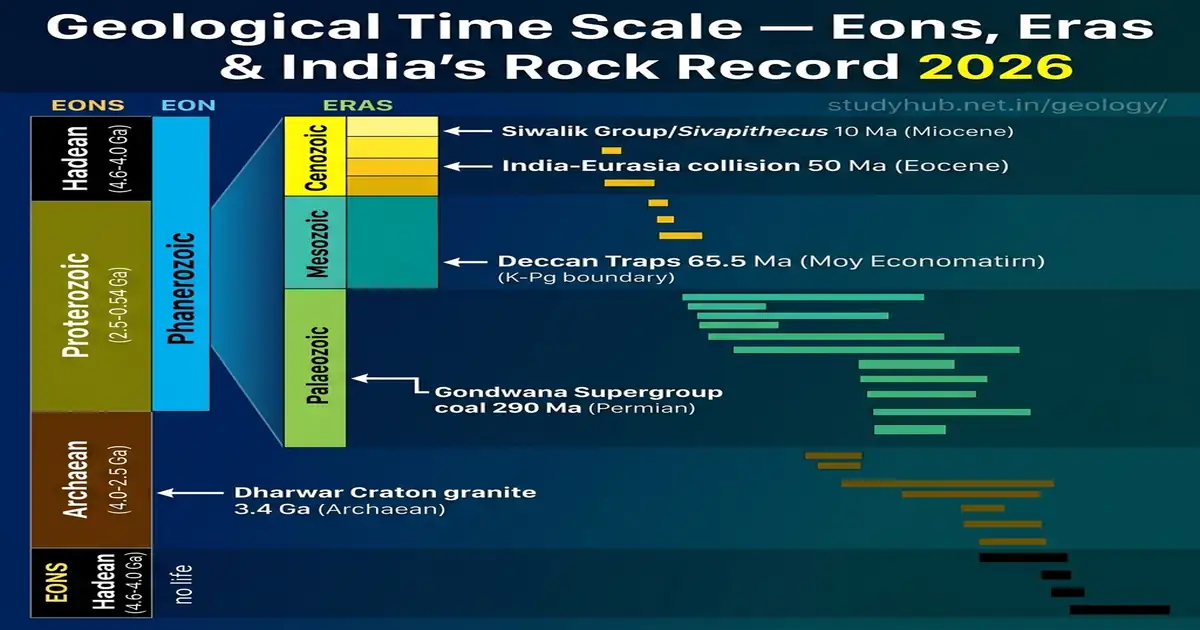 Geological Time Scale Eons Eras Periods India Rock Record UPSC 2026