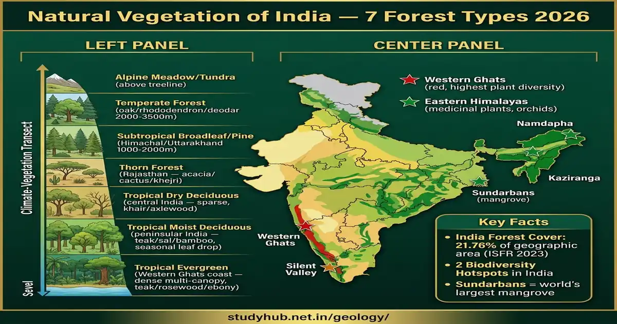 Natural Vegetation India 7 Forest Types Champion Seth Classification Biodiversity UPSC 2026