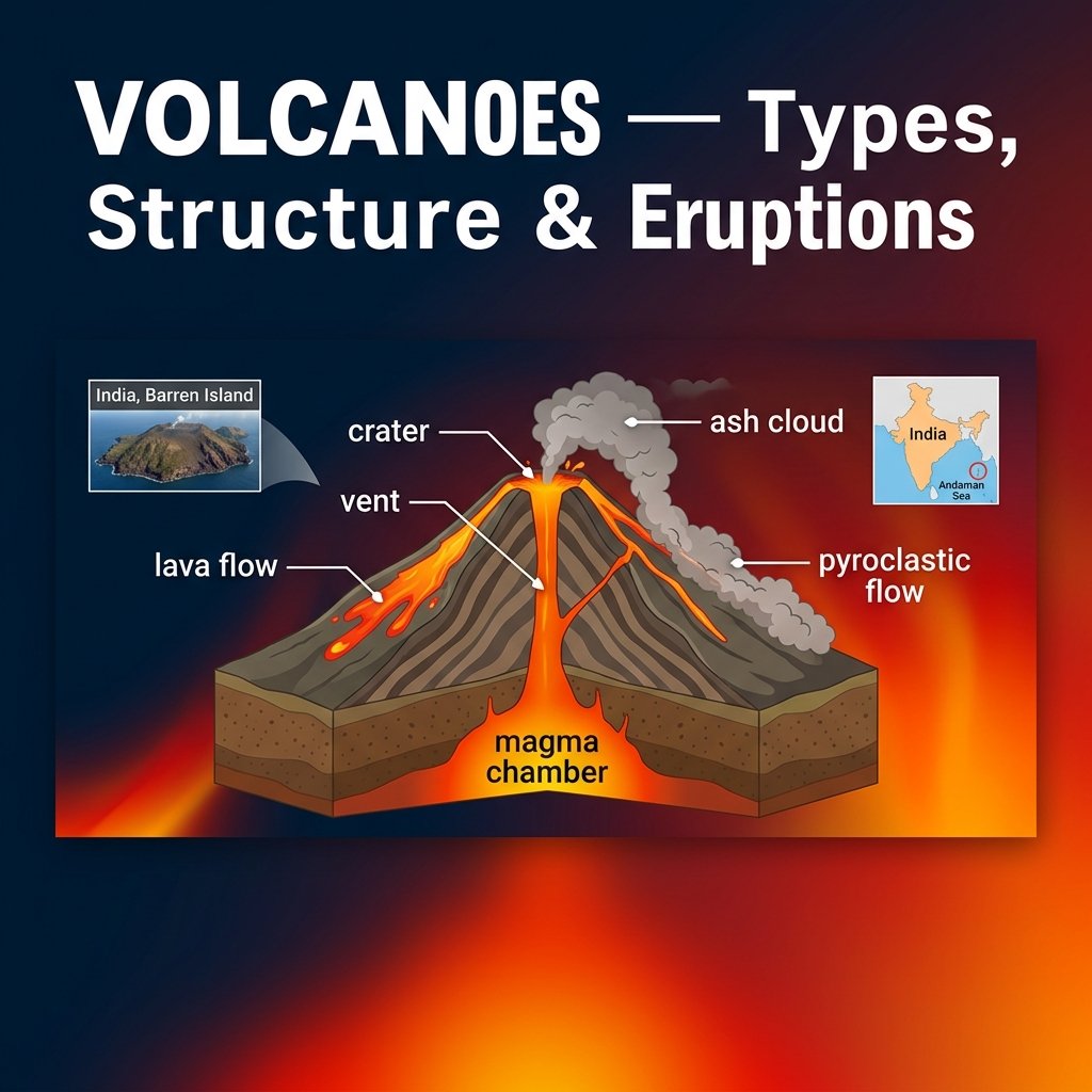 What is a Volcano - Types, Structure, Eruption Process and Indian Volcanoes