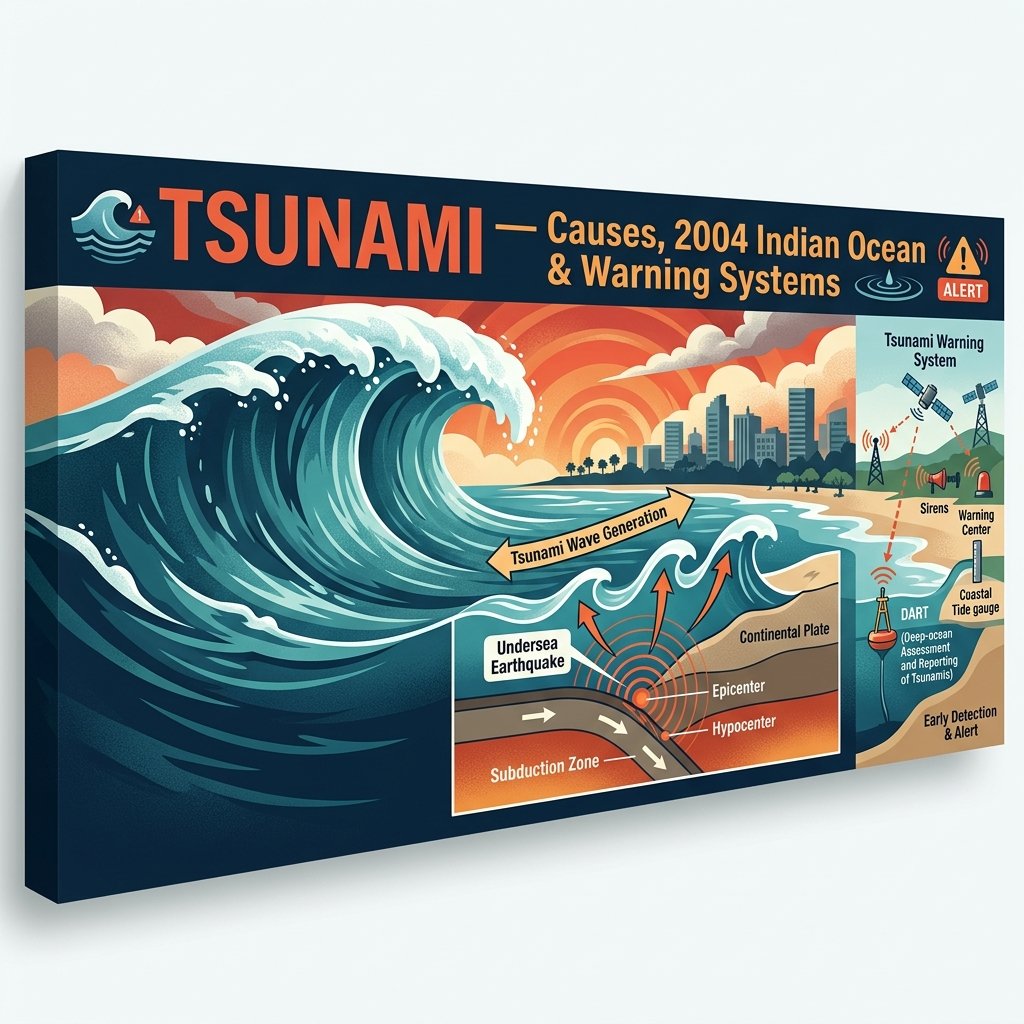 What is a Tsunami? β Causes, Wave Physics, 2004 Indian Ocean & Warning Systems 2026 What is a Tsunami - Causes, 2004 Indian Ocean Tsunami and Warning Systems
