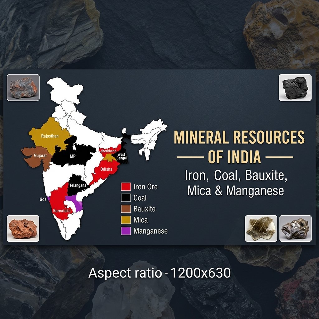 Mineral Resources of India - Iron Ore Coal Bauxite Mica Manganese Major Mining Regions