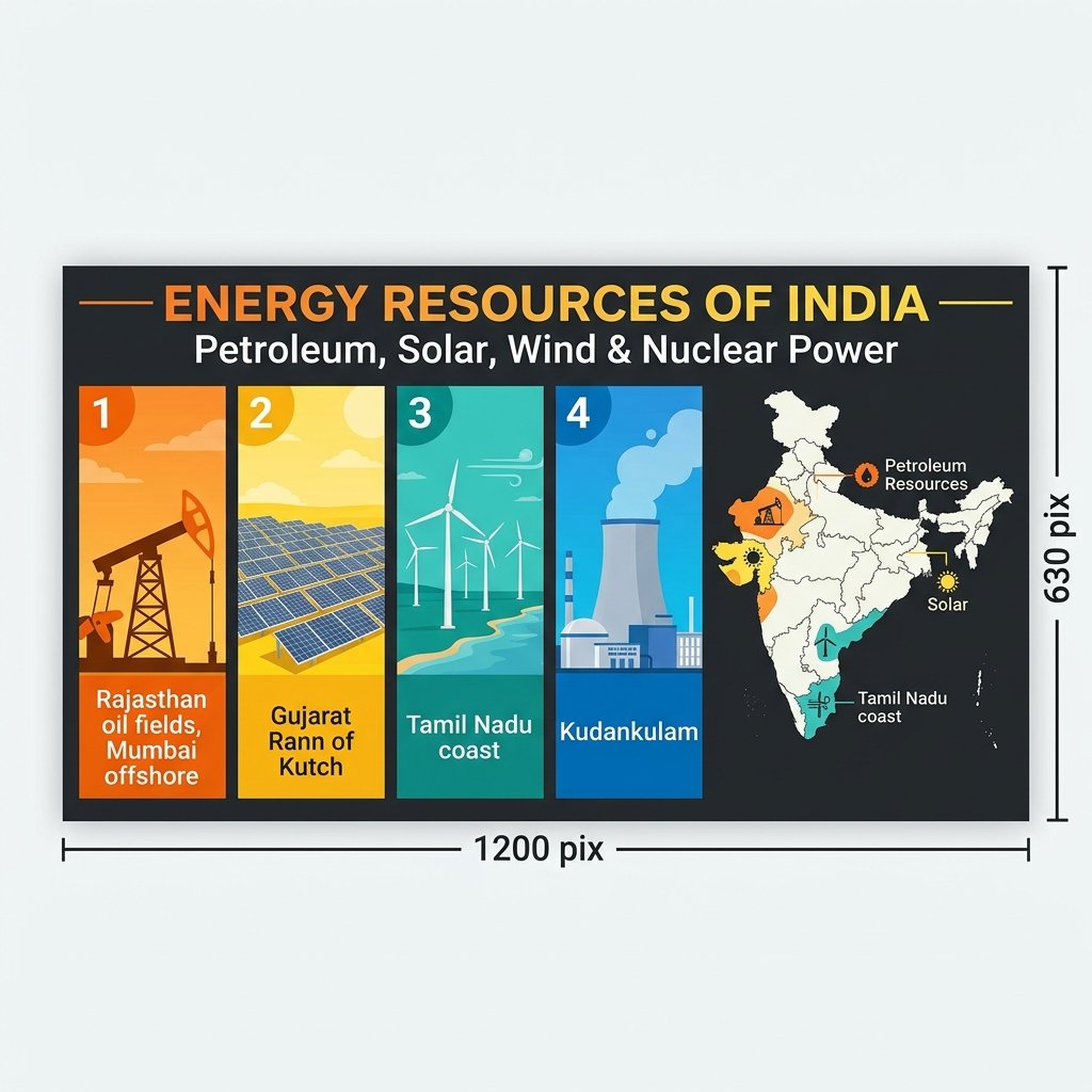 Energy Resources of India - Petroleum Solar Wind Nuclear Hydropower