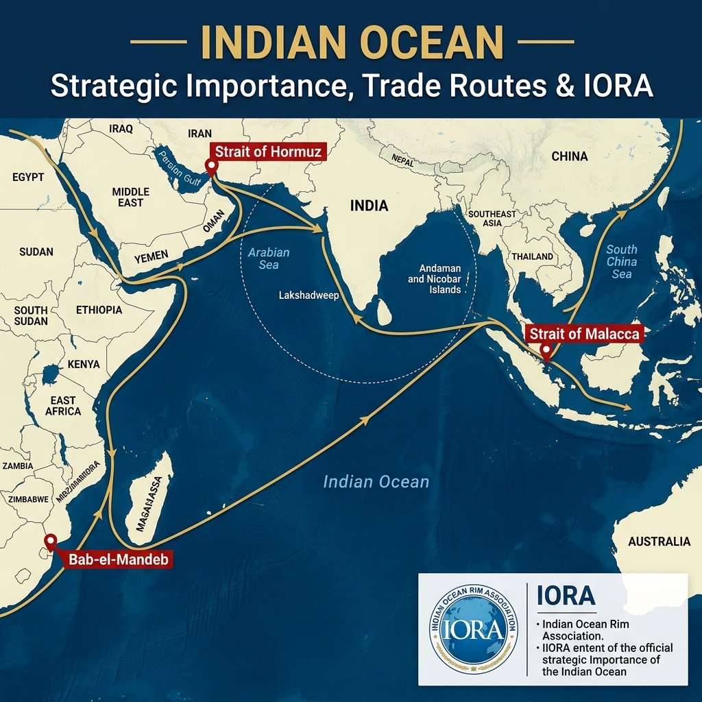 Indian Ocean Strategic Importance Trade Routes IORA SAGAR Chokepoints