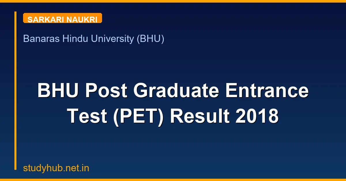 BHU Post Graduate Entrance Test (PET) Result 2018