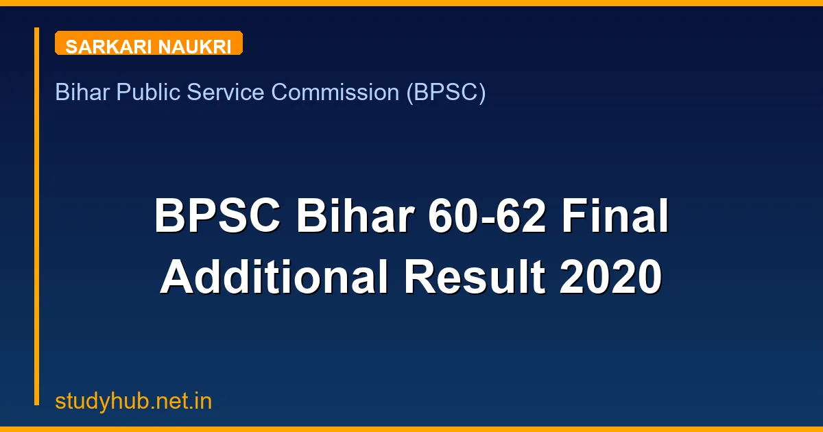 BPSC Bihar 60-62 Final Additional Result 2020