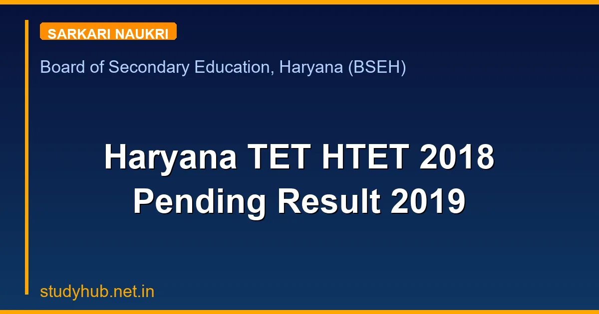 Haryana TET HTET 2018 Pending Result 2019