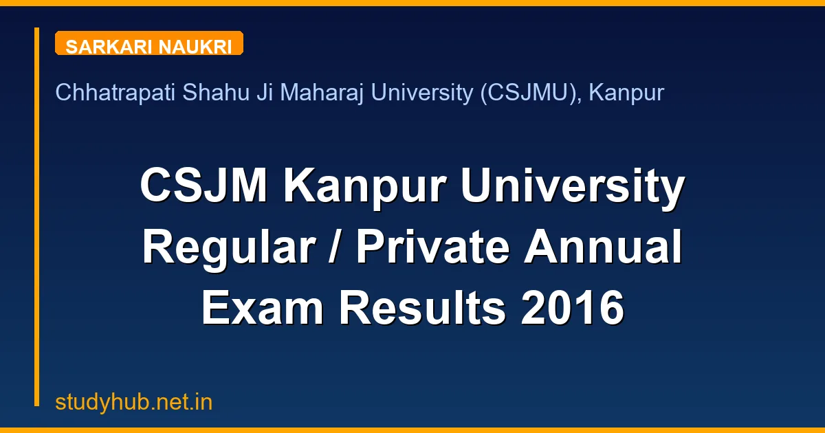 CSJM Kanpur University Regular / Private Annual Exam Results 2016