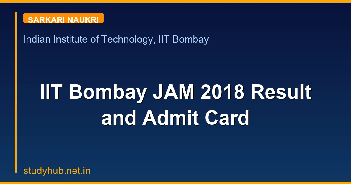 IIT Bombay JAM 2018 Result and Admit Card