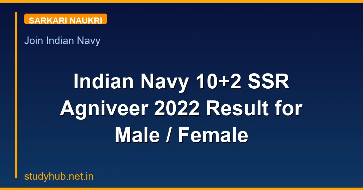 Indian Navy 10+2 SSR Agniveer 2022 Result for Male / Female