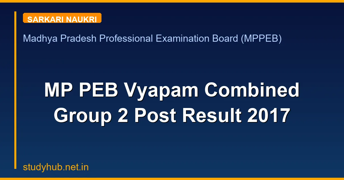 MP PEB Vyapam Combined Group 2 Post Result 2017