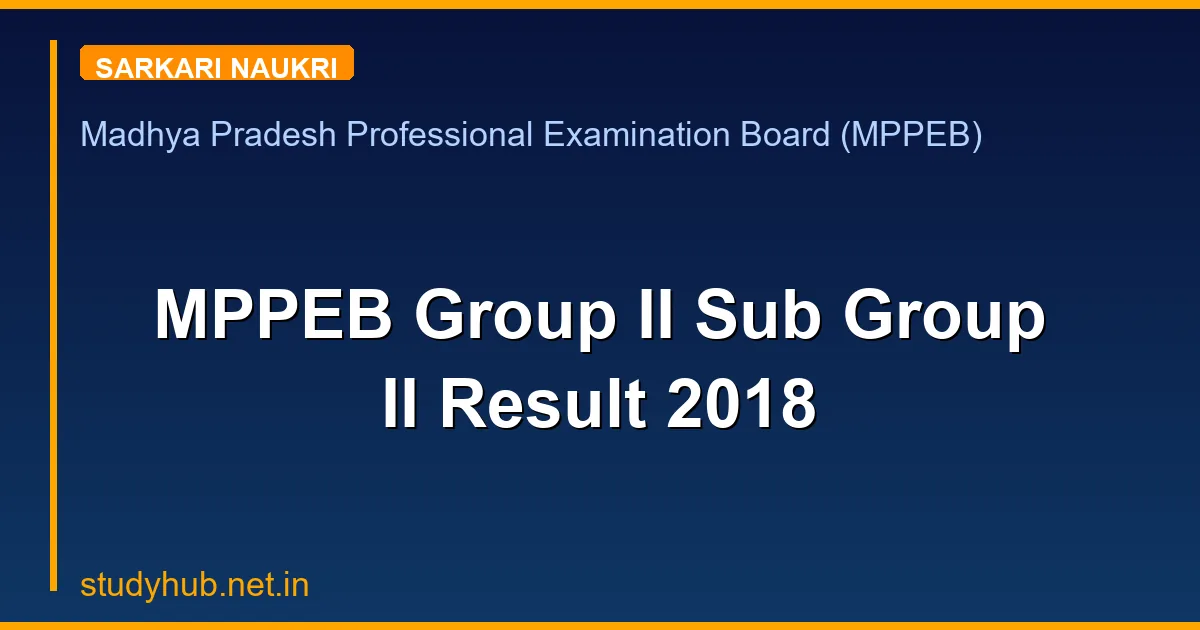 MPPEB Group II Sub Group II Result 2018