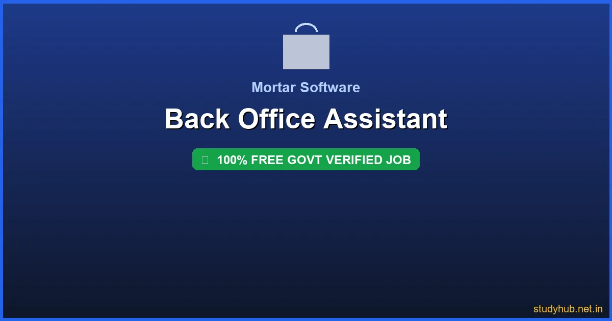 back office job | Back Office Assistant Govt Verified