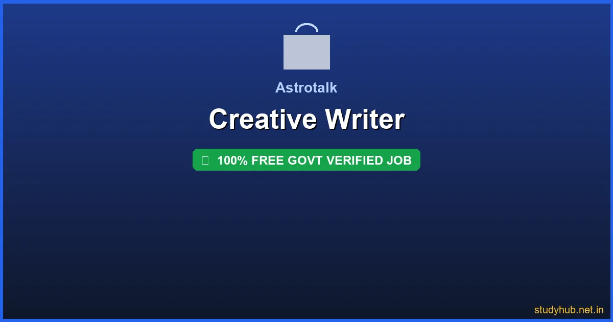 Creative Writer job | Creative Writer Govt Verified