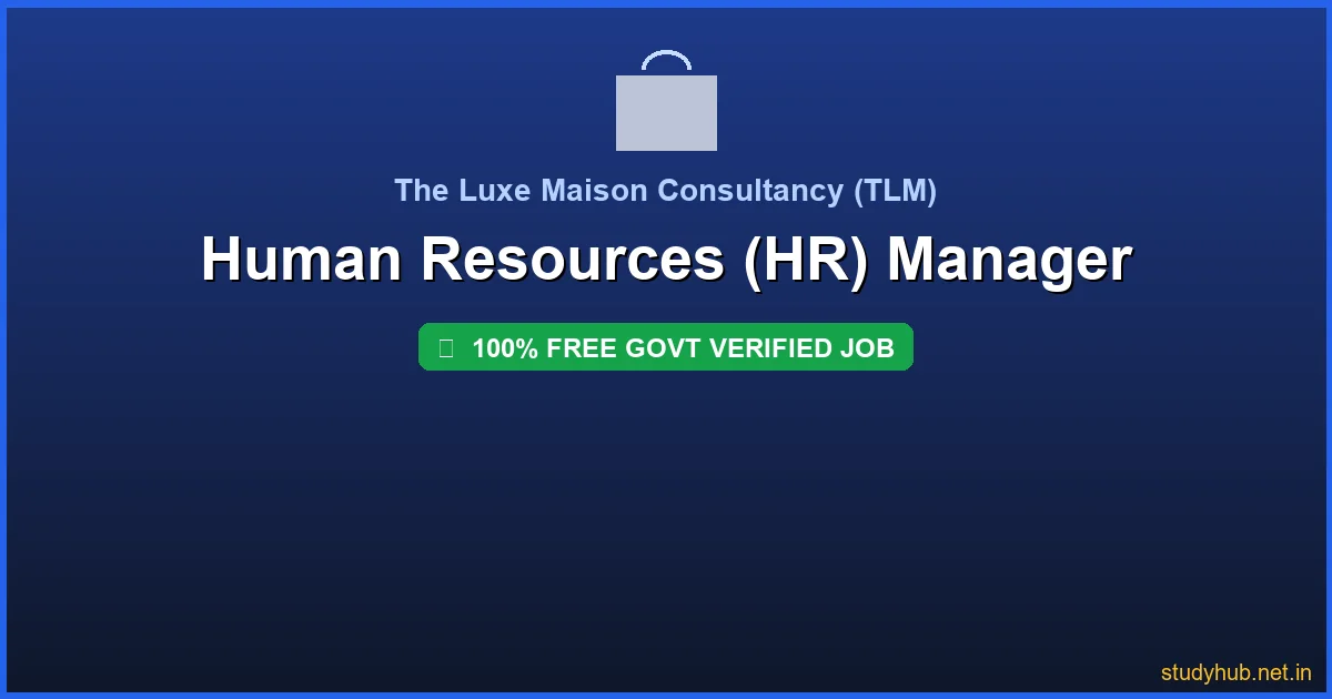 HR Manager job | Human Resources (HR) Manager Govt Verified