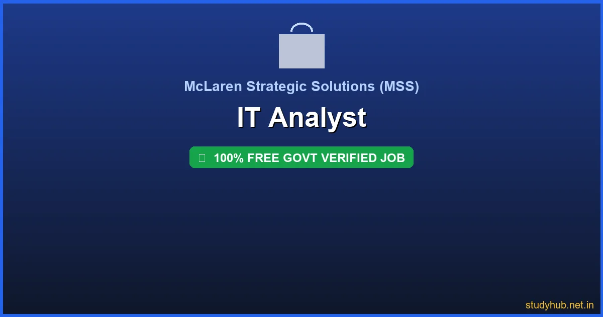 IT analyst job | IT Analyst Govt Verified