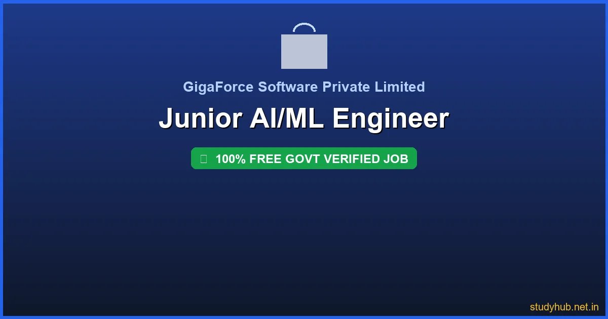AI ML Engineer Job | Junior AI/ML Engineer Govt Verified