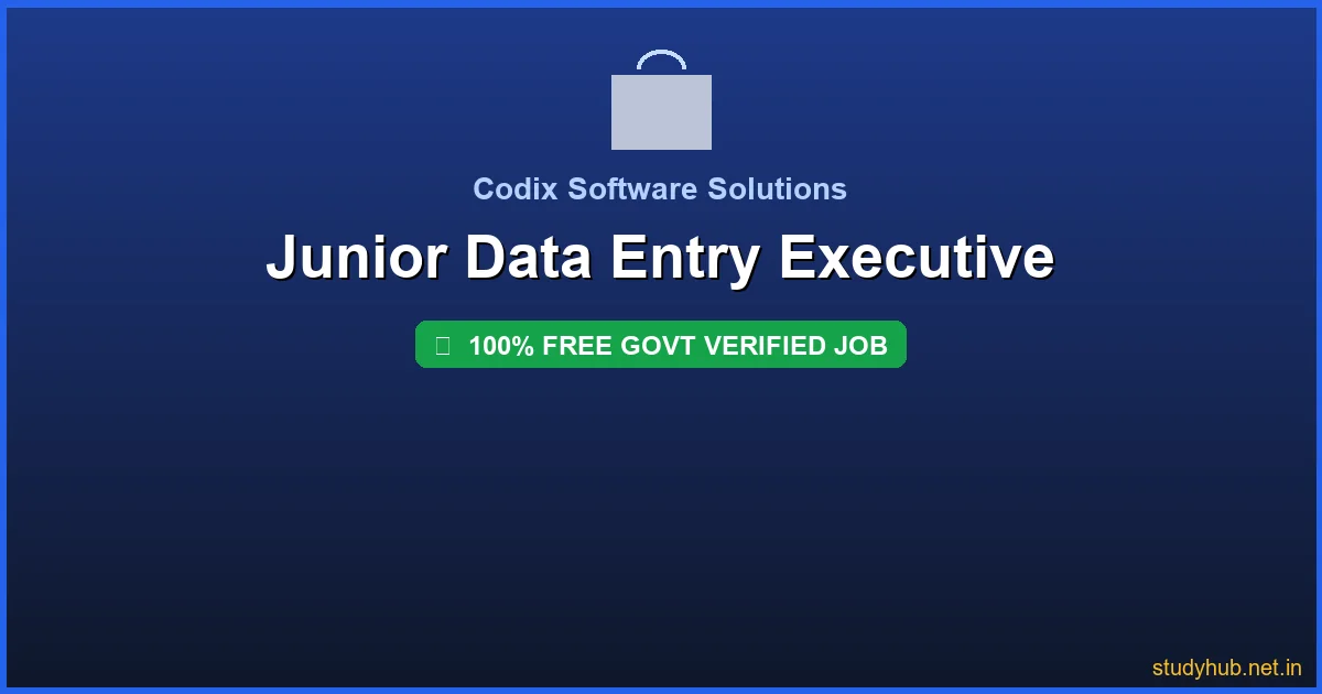 Junior Data Entry Executive 2026 | Junior Data Entry Executive Govt Verified