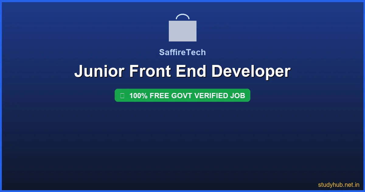 fresher developer job | Junior Front End Developer Govt Verified