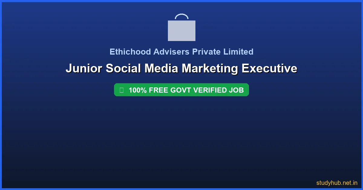 social media internship | Junior Social Media Marketing Executive Govt Verified